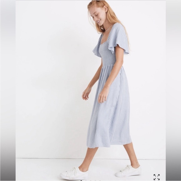Madewell Blue Striped Midi Dress - Picture 2 of 14